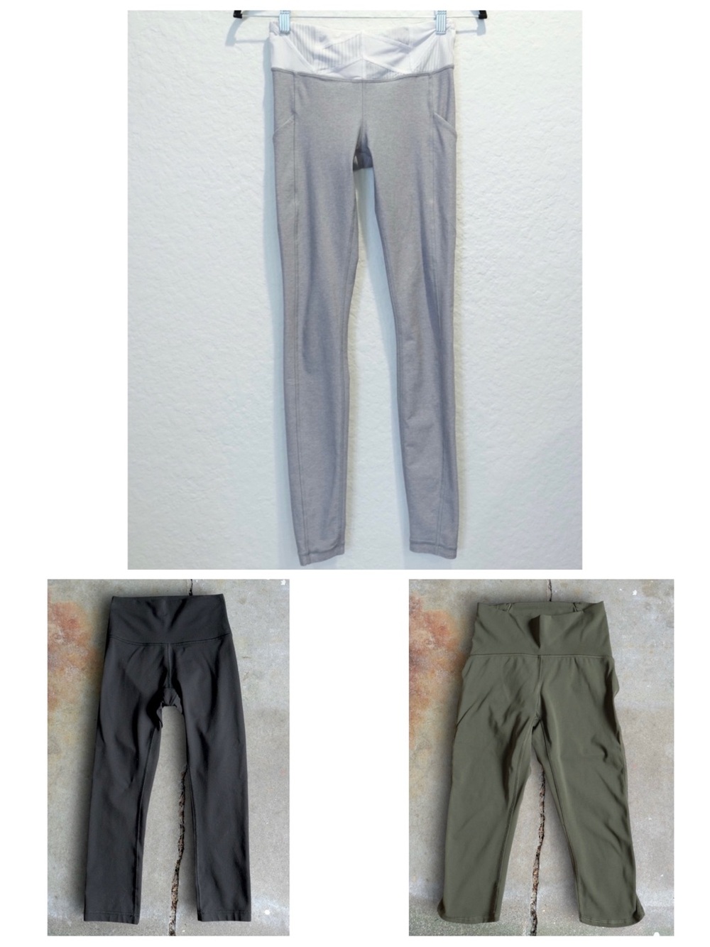 Lululemon Lot of 3 Size 4 Leggings Black Green Gray
